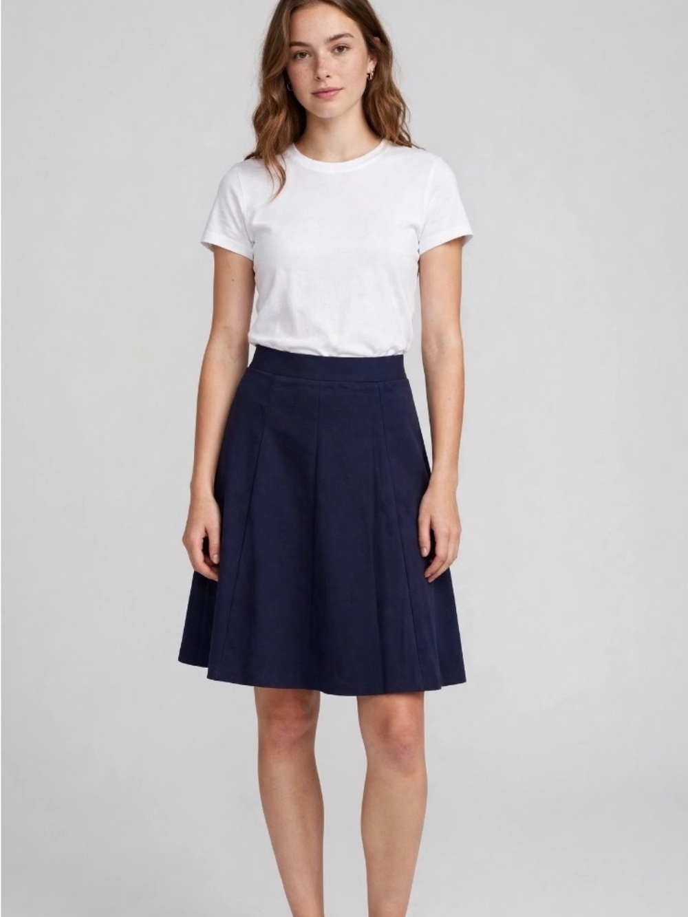 Urban Coco Classic A-Line Navy Skirt - High Waisted - Knee Length Womens Medium